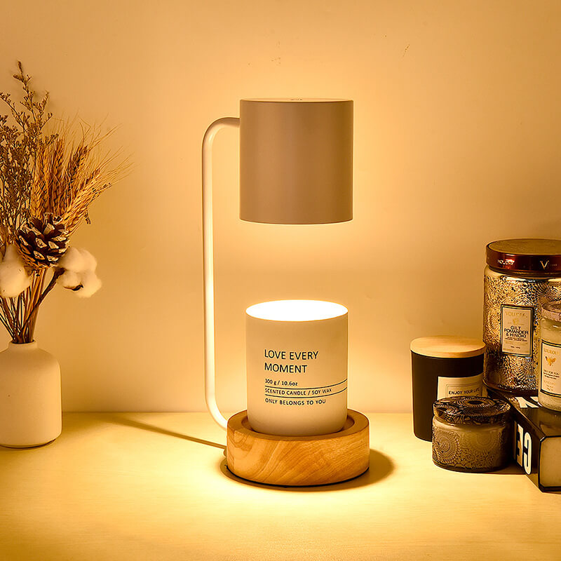 Japanese-Style Wooden Candle Warmer Lamp