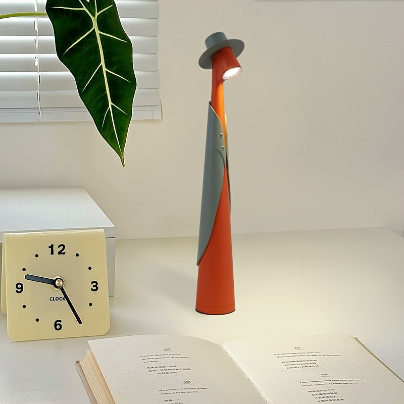 Figure in a Hat Rechargeable LED Table Lamp, orange green