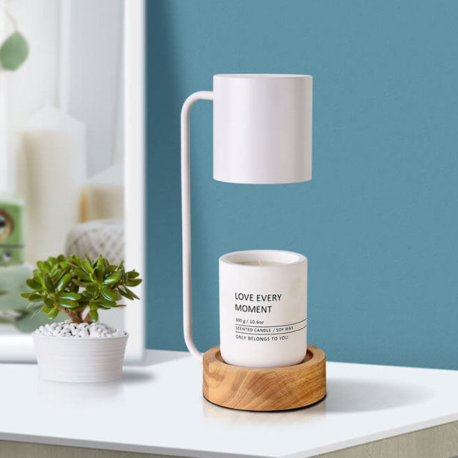 Japanese-Style Wooden Candle Warmer Lamp, white