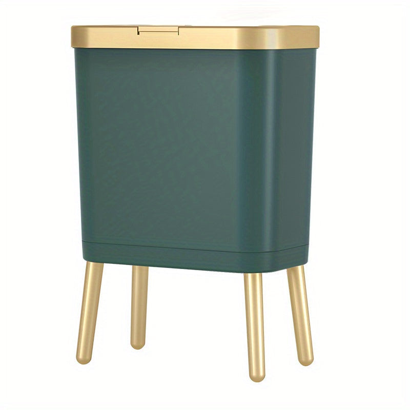 15L Slim Odour-Sealing Flip-Top Bin with Legs, green