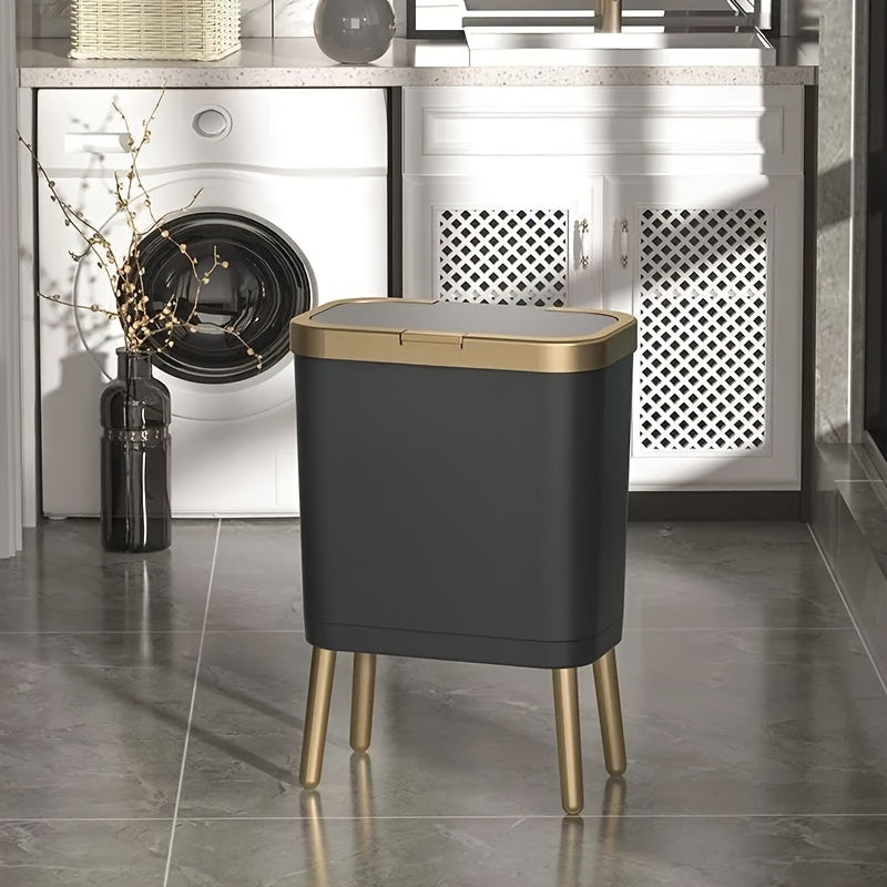 15L Slim Odour-Sealing Flip-Top Bin with Legs