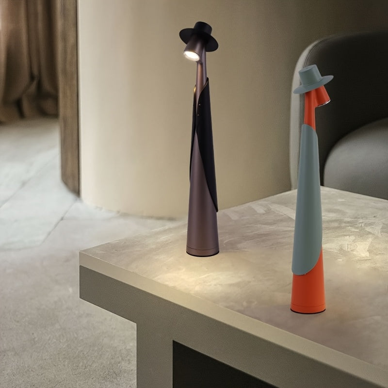 Figure in a Hat Rechargeable LED Table Lamp
