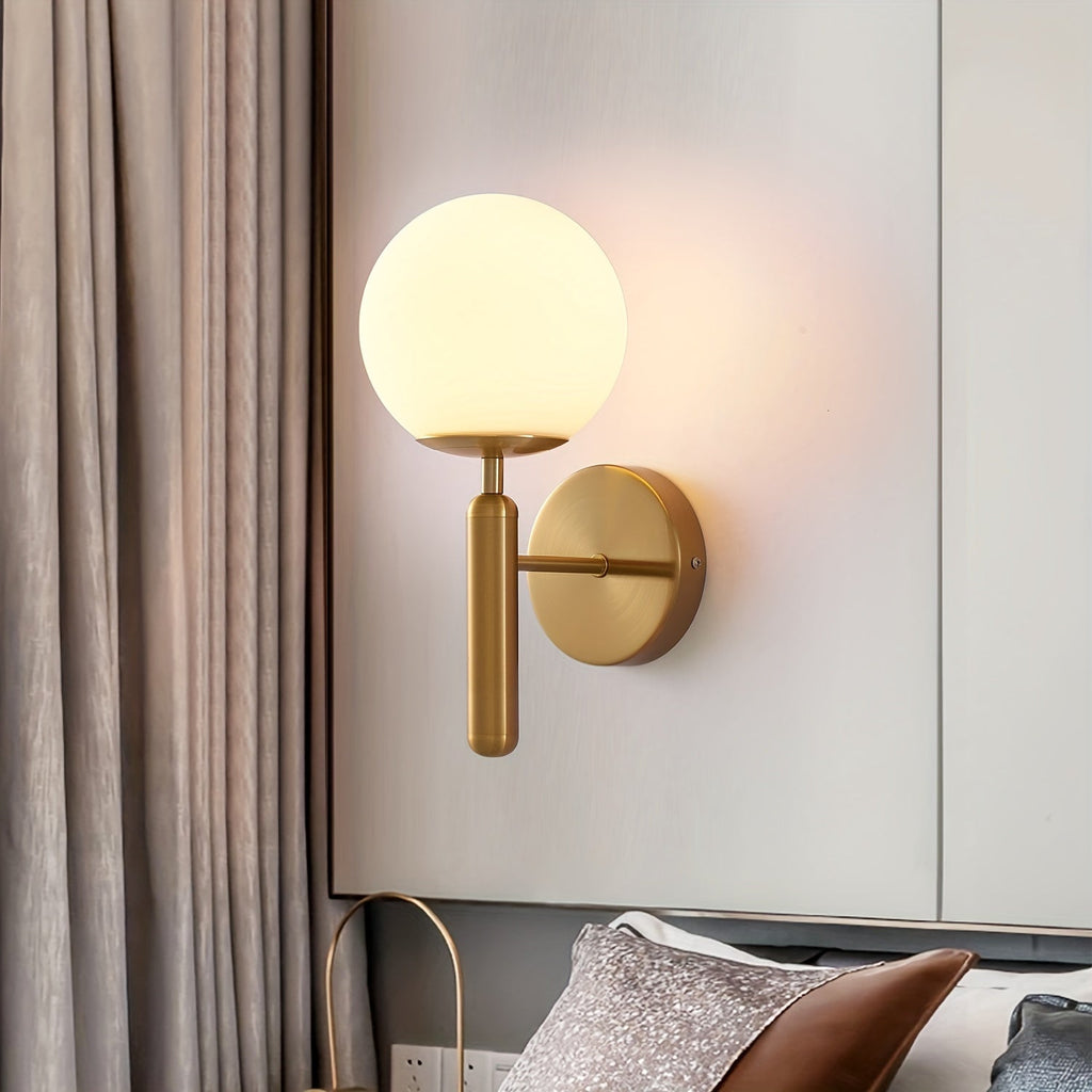 Frosted Glass Globe Semi-Flush Wall Sconce