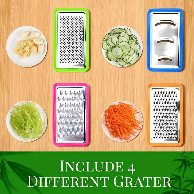 Bamboo Chopping Board with 4 Trays and Interchangeable Blades