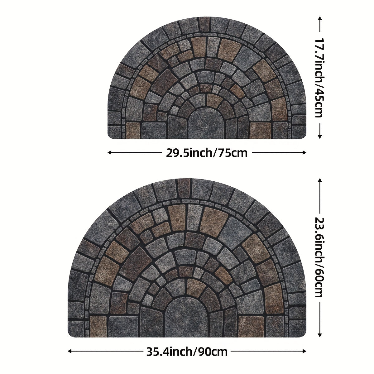Half-Round Mosaic Stone-Pattern Door Mat