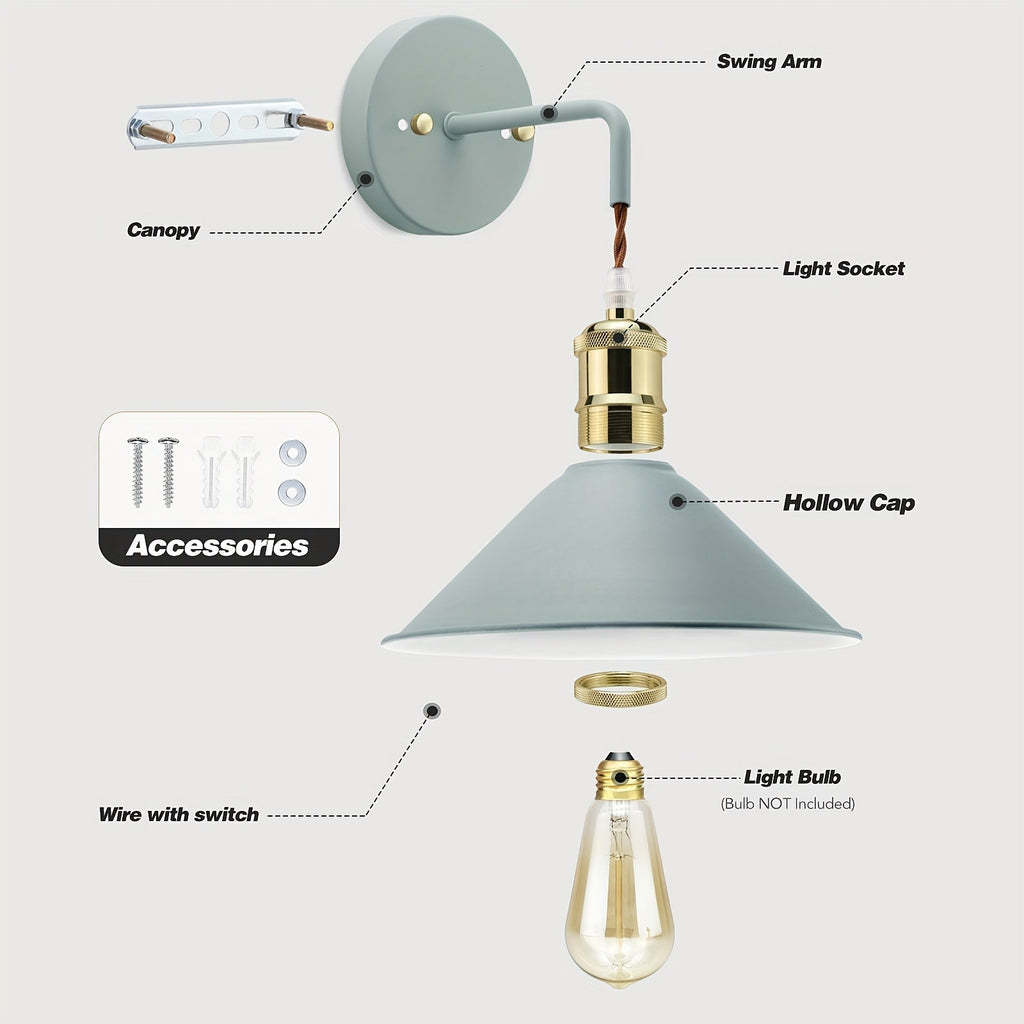 Oil-Rubbed Metal Industrial Wall Sconce, Set of 2