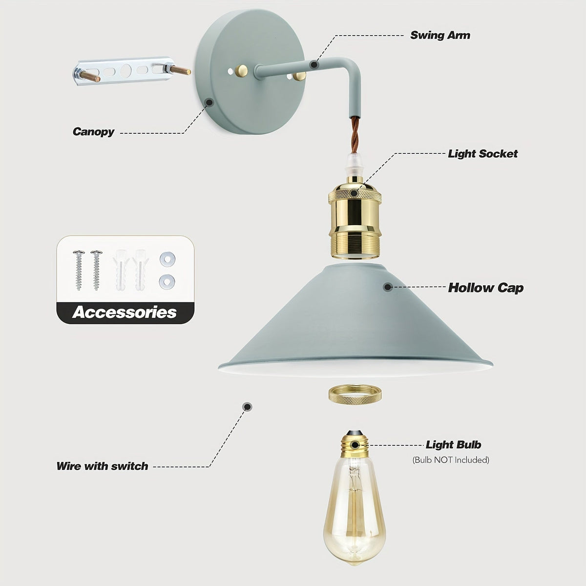 Oil-Rubbed Metal Industrial Wall Sconce, Set of 2