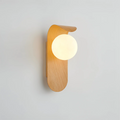Curved Wood & Frosted Glass Wall Lamp, wood