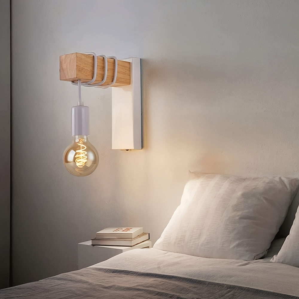Wood & Metal Industrial Wall Sconce, white