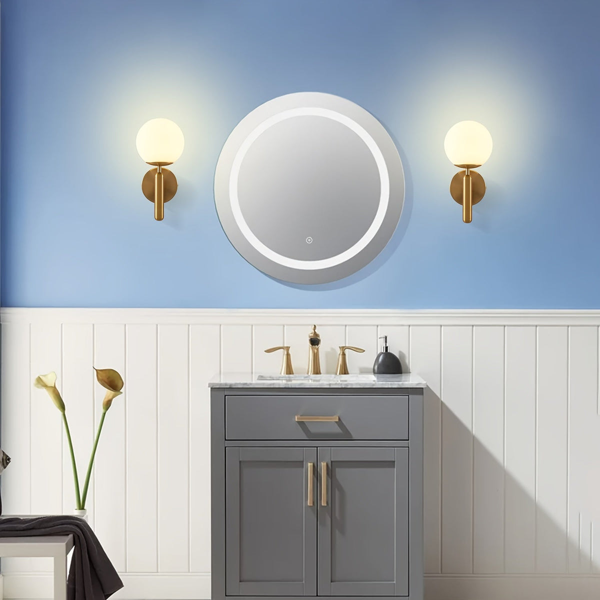Frosted Glass Globe Semi-Flush Wall Sconce