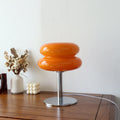 Glossy Glass Egg-Shade Table Lamp with Chrome Base, orange