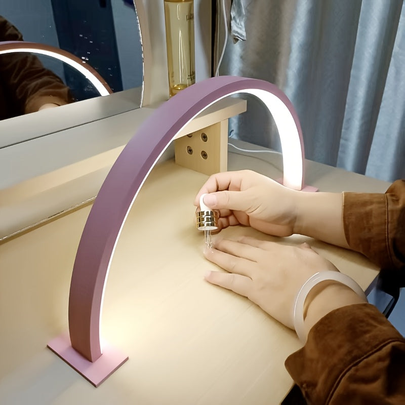 Crescent Moon USB LED Desk Lamp, pink