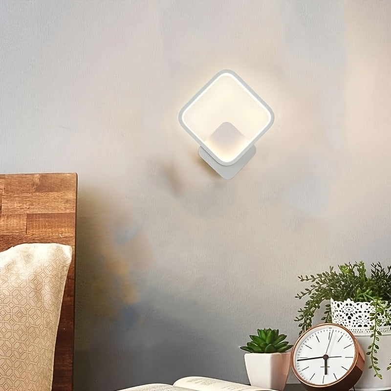 Square Geometric LED Wall Light, Three-Tone Dimming