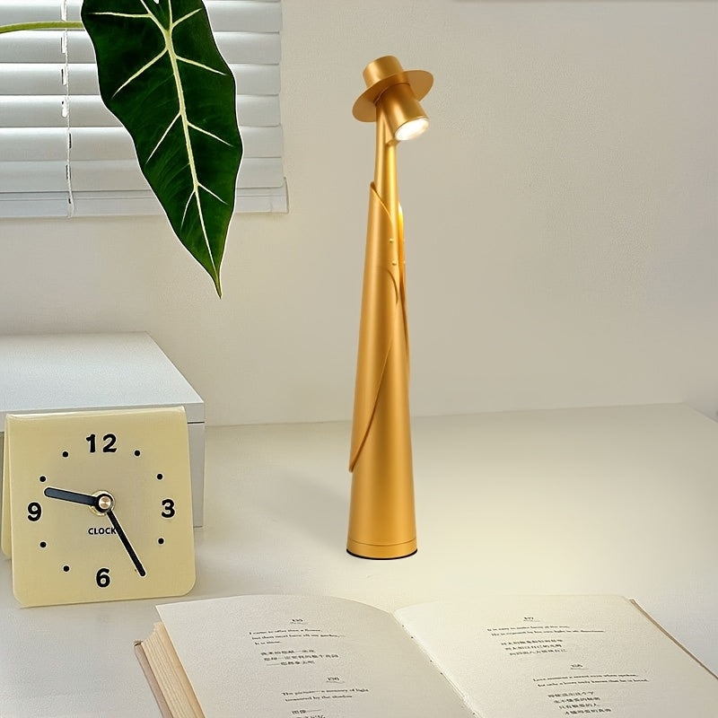 Figure in a Hat Rechargeable LED Table Lamp, gold