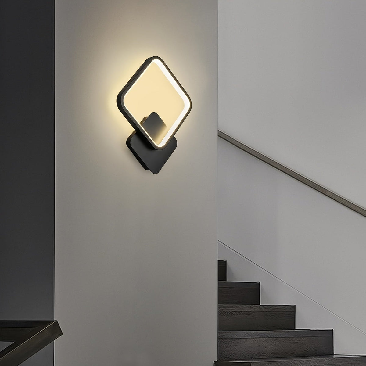 Square Geometric LED Wall Light, Three-Tone Dimming