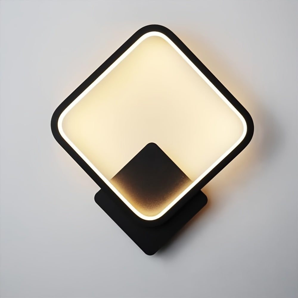 Square Geometric LED Wall Light, black