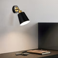 Matte Metal Adjustable Wall Sconce with Gold Accent, black