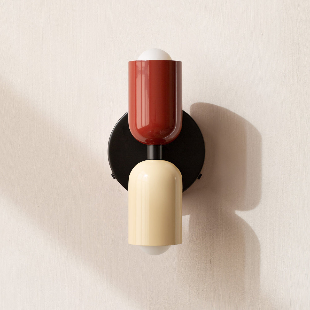 Macaron Colour Bedside Wall Lamp, red and beige