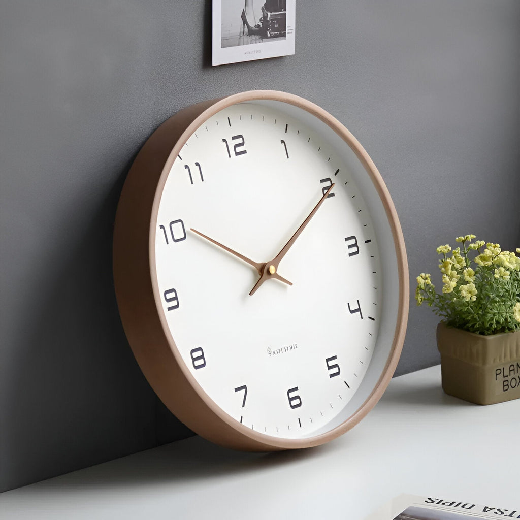 Nordic Wood-Frame Silent Wall Clock