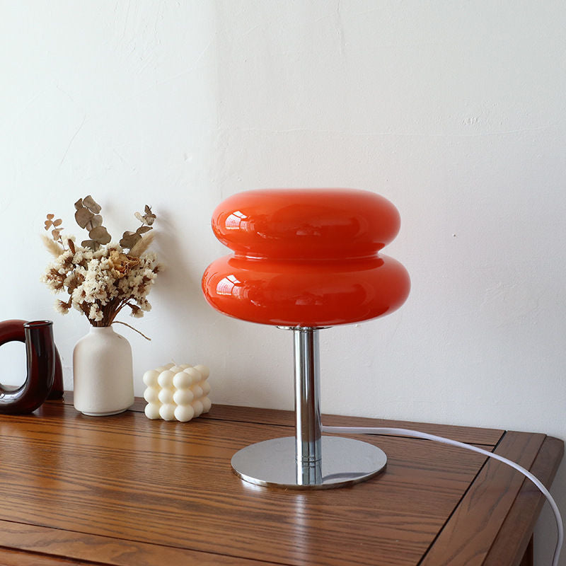 Glossy Glass Egg-Shade Table Lamp with Chrome Base