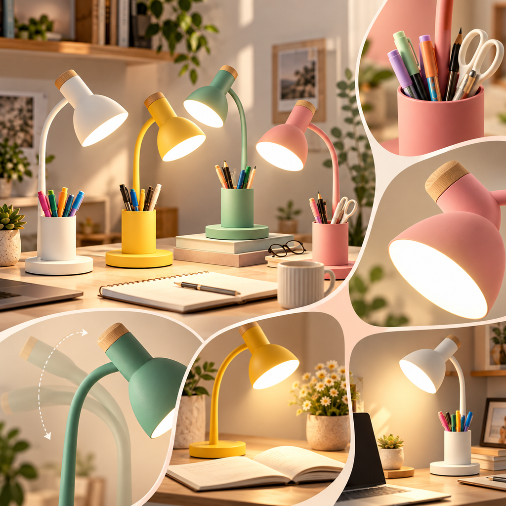 Adjustable Desk Lamp with Pen Holder