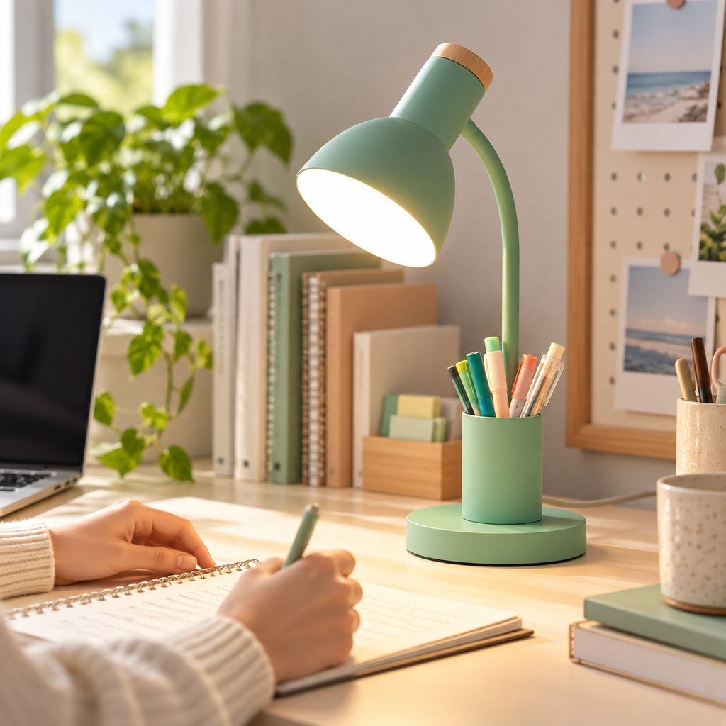 Adjustable Desk Lamp with Pen Holder