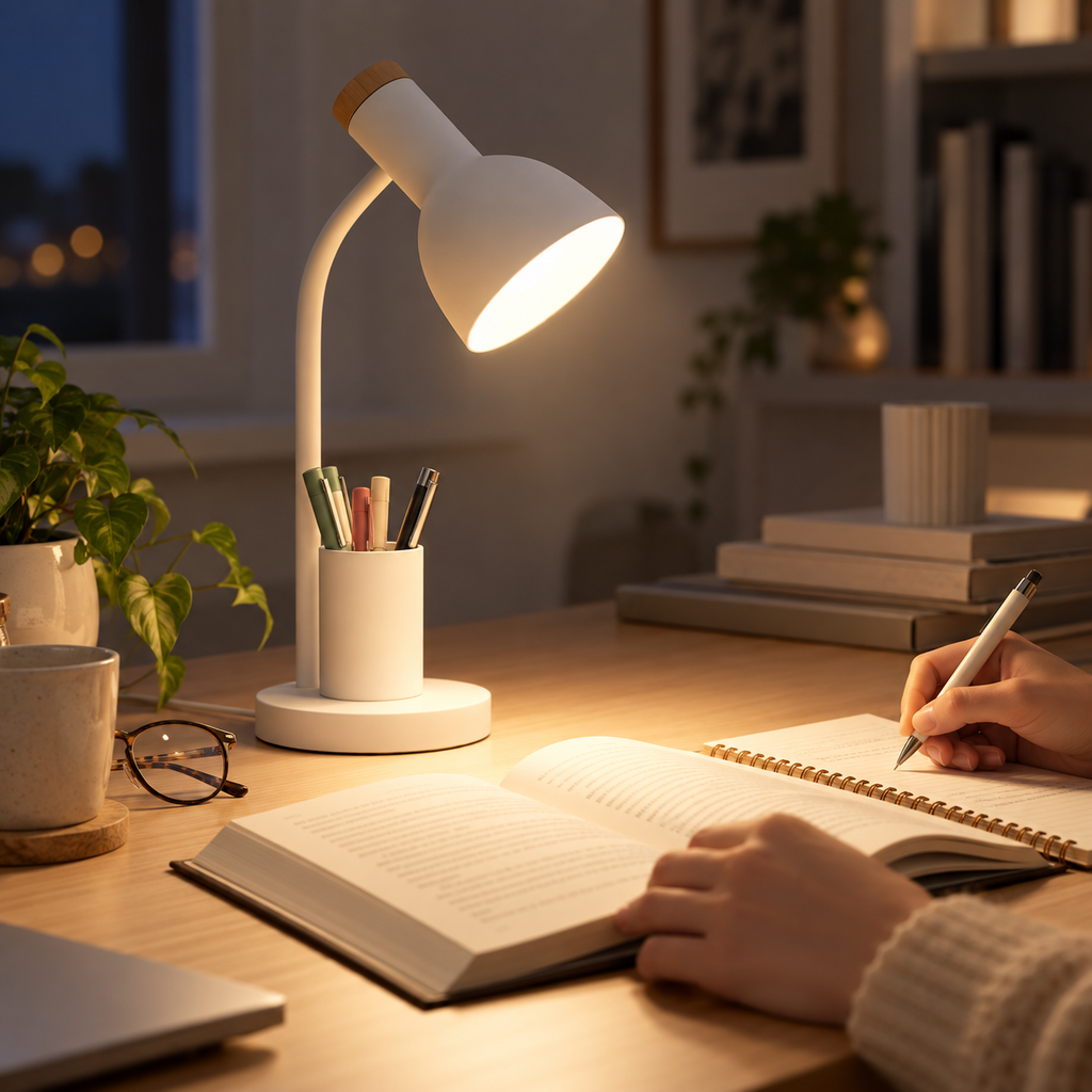 Adjustable Desk Lamp with Pen Holder