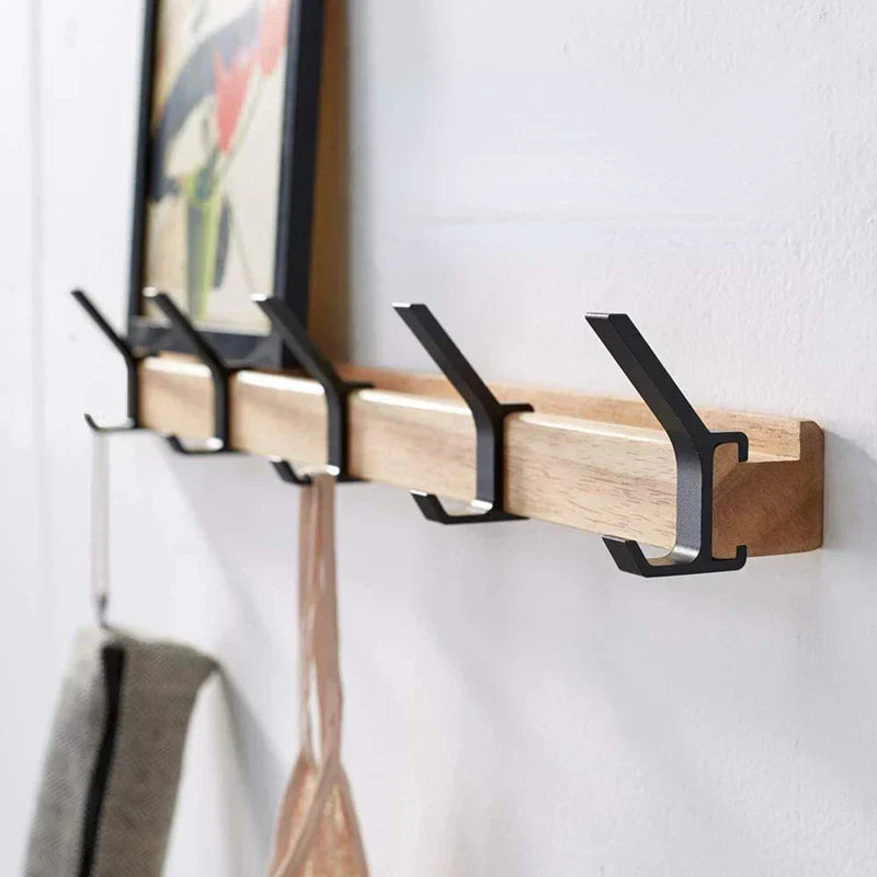 Wall-Mounted Coat Rack with 5 Movable Double Hooks