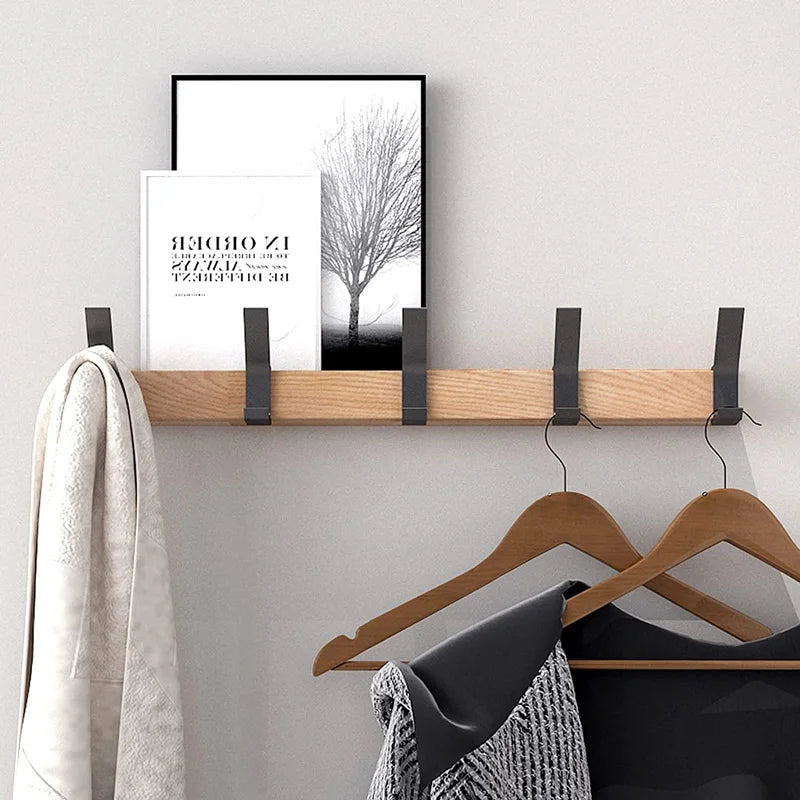 Wall-Mounted Coat Rack with 5 Movable Double Hooks