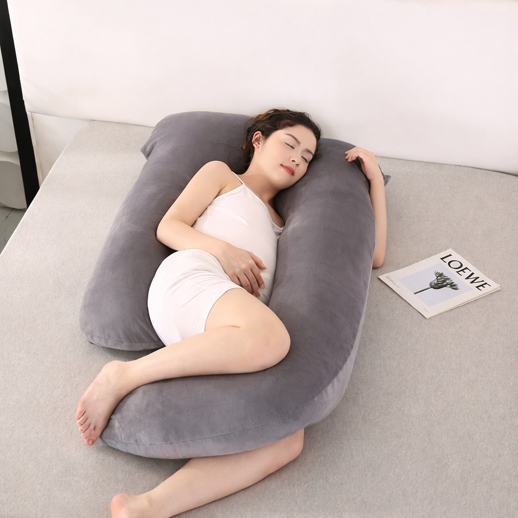 U-Shape Full Body Pregnancy Pillow, Grey