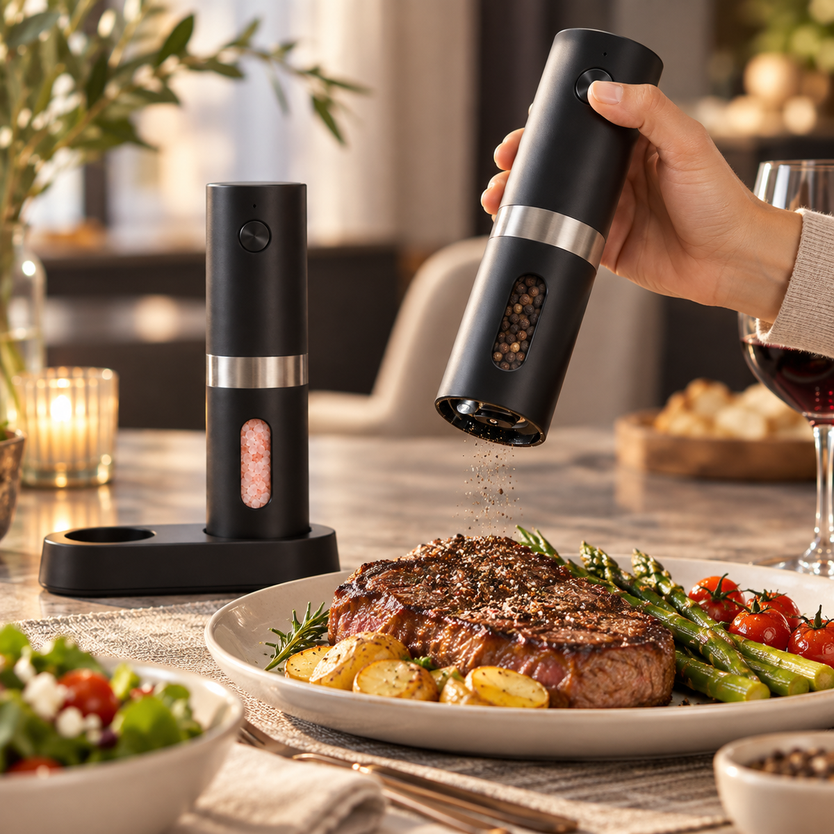 Rechargeable Salt & Pepper Mill Set