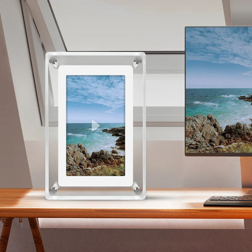 Acrylic Floating Digital Photo Frame, 5-Inch IPS