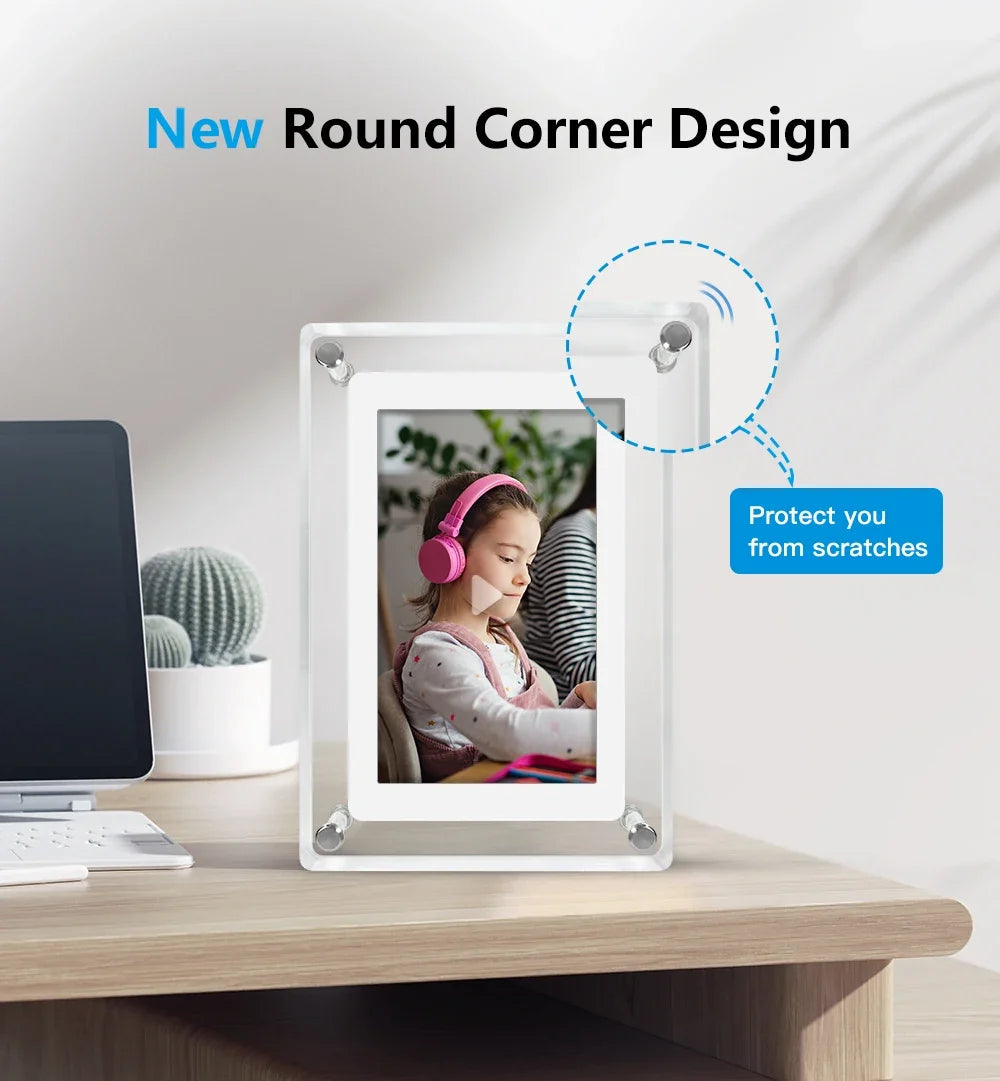 Acrylic Floating Digital Photo Frame, 5-Inch IPS