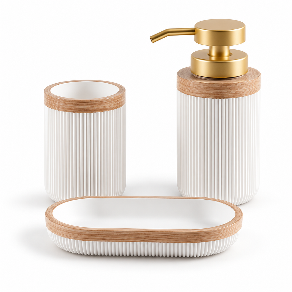 Ribbed White Bathroom Set