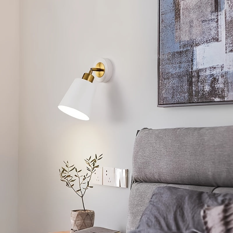 Matte Metal Adjustable Wall Sconce with Gold Accent, white