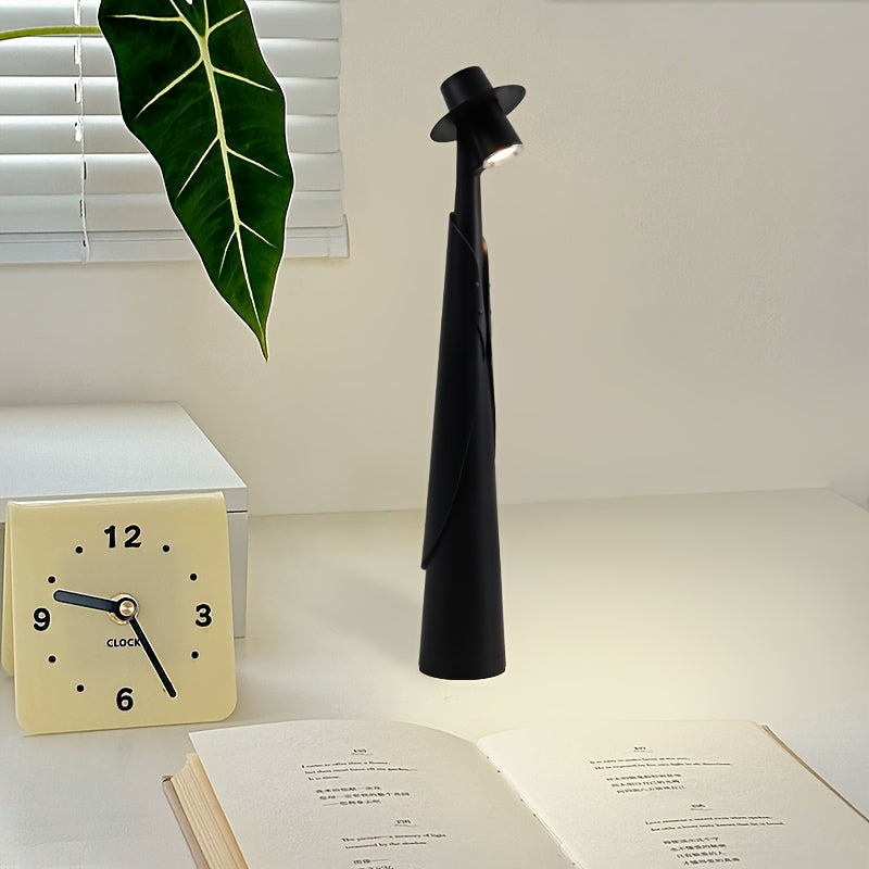 Figure in a Hat Rechargeable LED Table Lamp, black