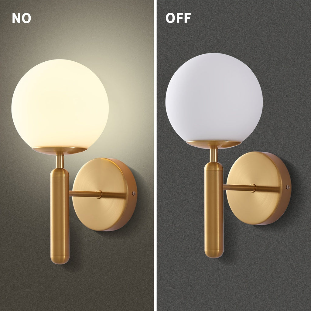 Frosted Glass Globe Semi-Flush Wall Sconce