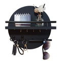 Round Wall Key Holder with Shelf, black