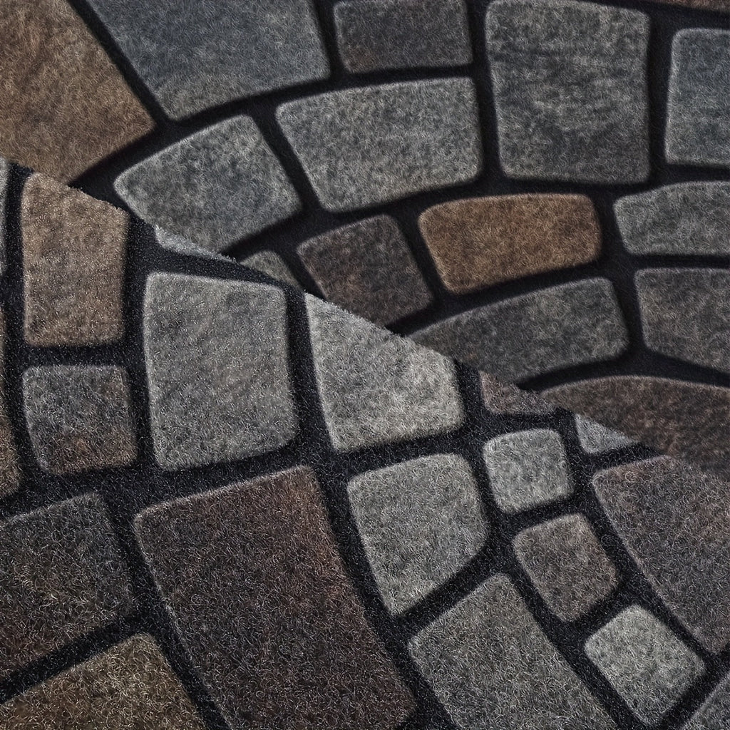 Half-Round Mosaic Stone-Pattern Door Mat