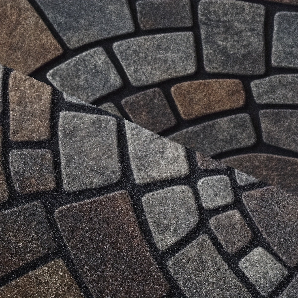 Half-Round Mosaic Stone-Pattern Door Mat