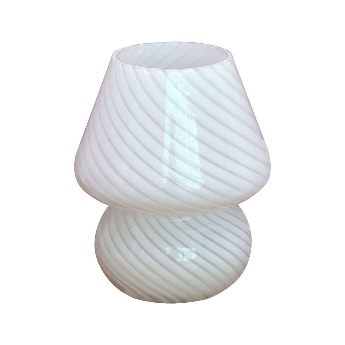 Swirl Glass Mushroom Table Lamp, white