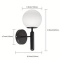 Frosted Glass Globe Semi-Flush Wall Sconce, black