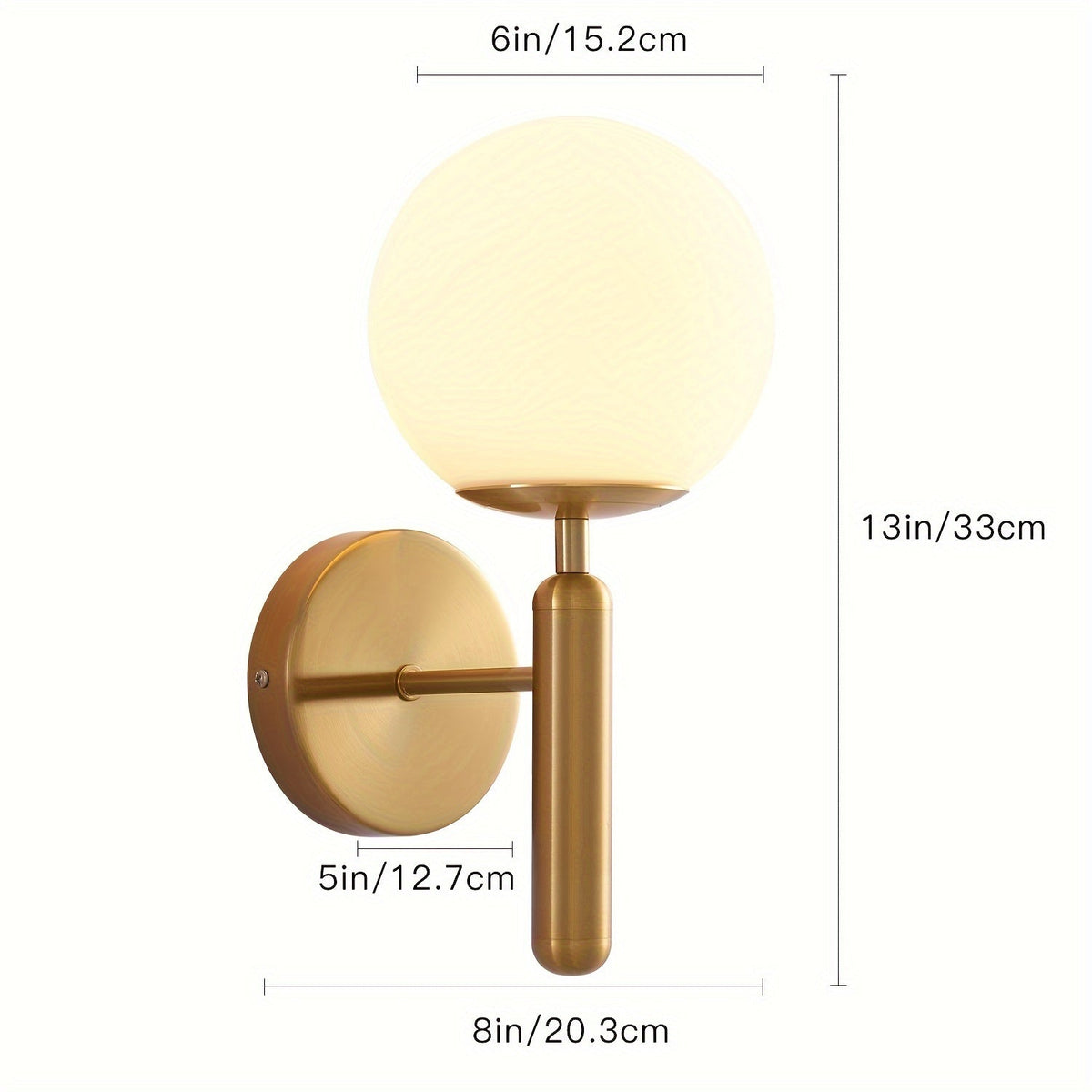 Frosted Glass Globe Semi-Flush Wall Sconce, gold