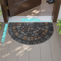 Half-Round Mosaic Stone-Pattern Door Mat, 45 x 75 cm