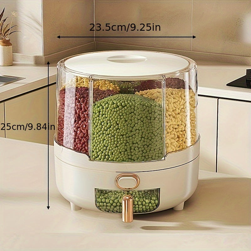 360 Degree Rotating Airtight Grain & Cereal Dispenser, 25 x 23.5 cm