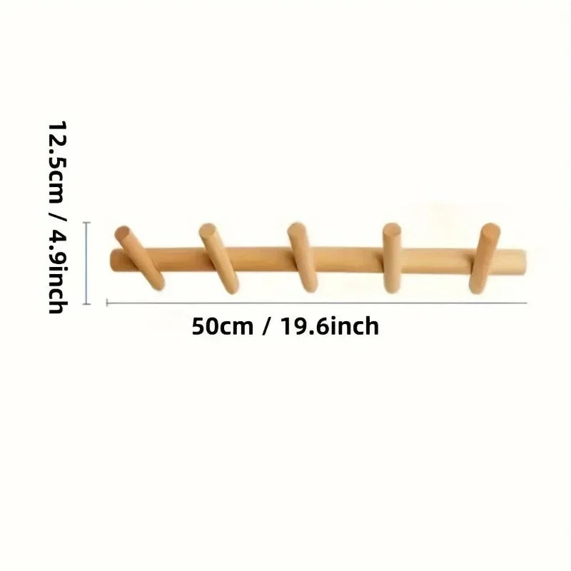 Solid Oak Wall Coat Rack
