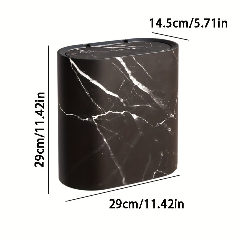 Marble-Pattern Oval Bin with Lid