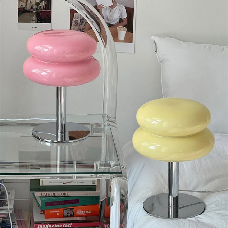 Glossy Glass Egg-Shade Table Lamp with Chrome Base