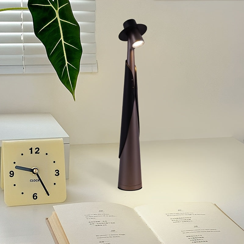 Figure in a Hat Rechargeable LED Table Lamp, deep grey