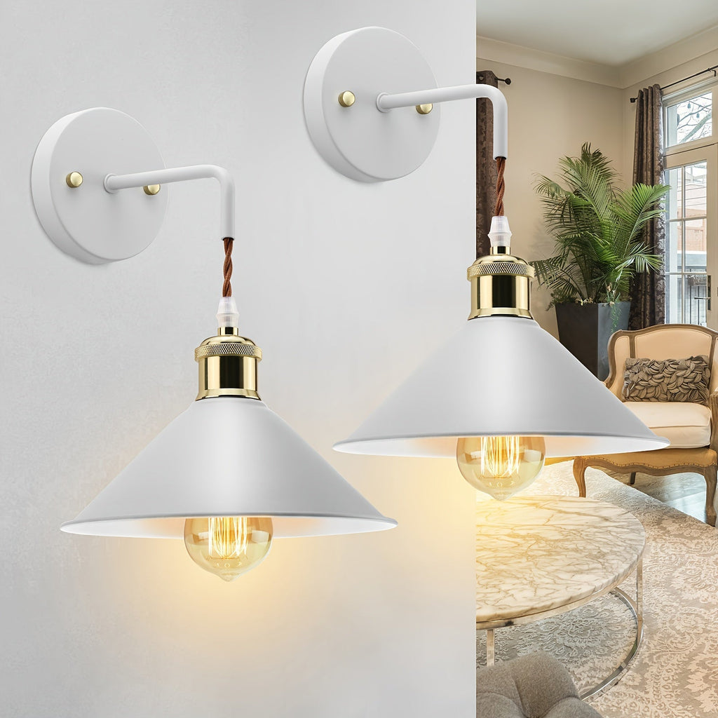 Oil-Rubbed Metal Industrial Wall Sconce, Set of 2, white
